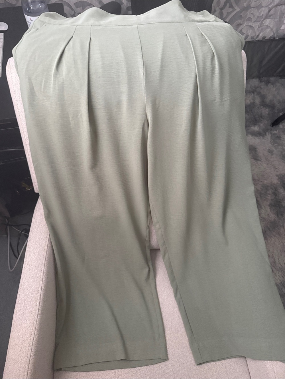 Nine West Sage Green Wide-Leg Pleated Pants